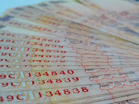 Macro Shot of Indian Rupee Bank Notesの写真素材