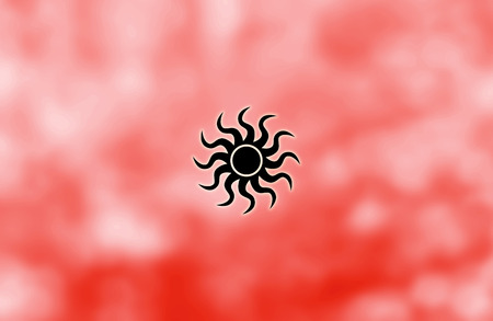 Abstract color background with artistic burning Sun symbolの写真素材