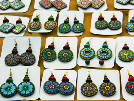 Street Sellers Selling Handicrafts in Countryside, Indiaの写真素材