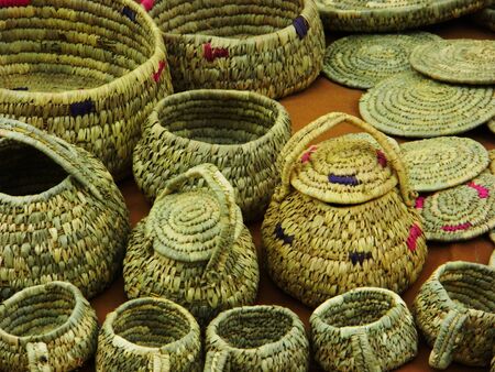 Street Sellers Selling Handicrafts in Countryside, Indiaの写真素材
