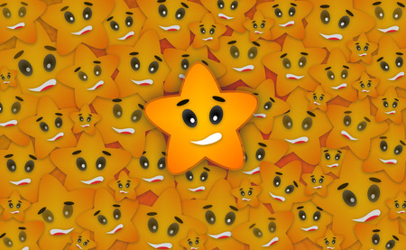 Seamless Star Background Design Concept with Happy Smiley Starの写真素材