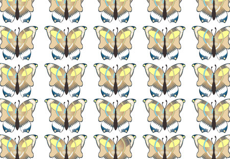 Seamless Pattern of Flying Colorful Butterflies Illustrationの写真素材
