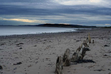 English coast at dusk with a beatiful skyの写真素材