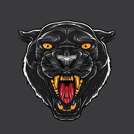 Angry Black Panther Faceのイラスト素材