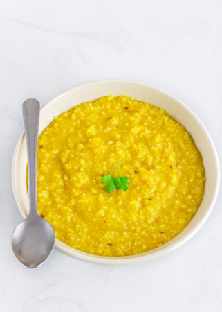 Khichdi - Healthy Indian One Pot Rice Dish, Popular Food for the Rainy Season, Directly Above...