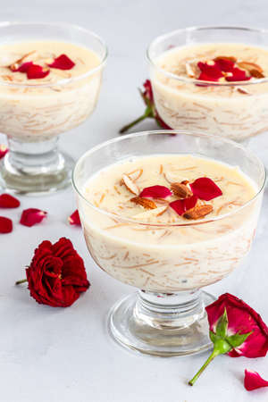 Traditional Indian Festive Food, Vermicelli Pudding Vertical Photo on White Backgroundの写真素材