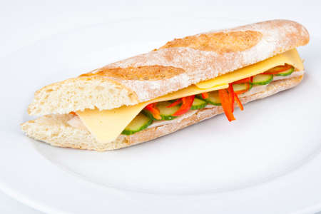 squid sandwich with vegetables and cheeseの写真素材