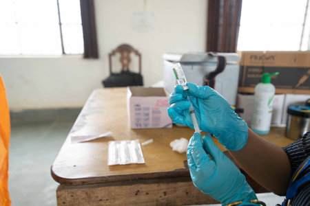 Pithoragarh, India, May, 2021 : People receiving COVID-19 vaccines in India.