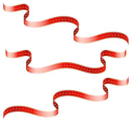 Vintage red ribbons on a white backgroundのイラスト素材