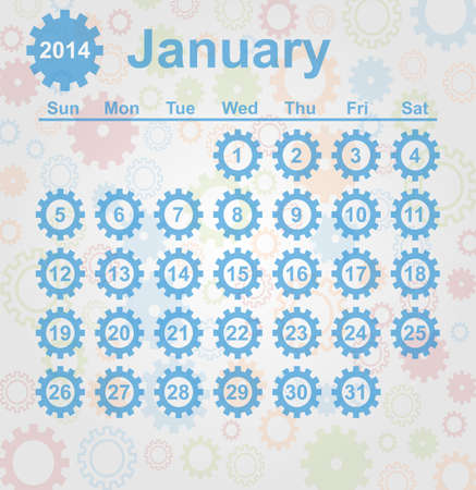 Calendar month of January 2014のイラスト素材