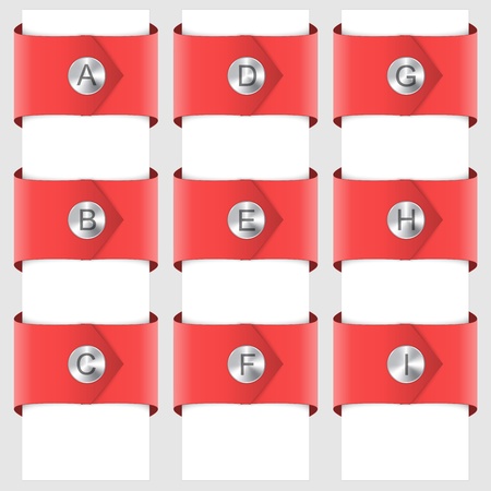 Infographic of red ribbons with a rivetのイラスト素材