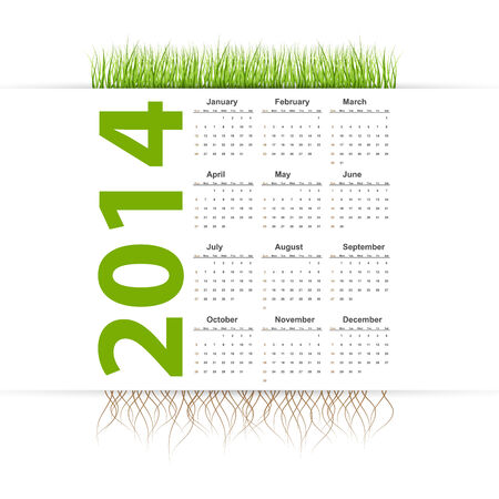 Vector simple 2014 Calendar  Grass style のイラスト素材