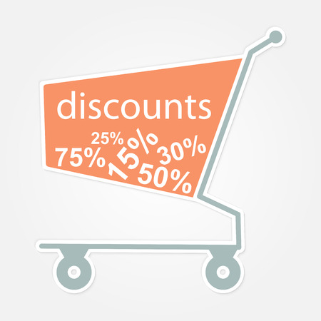 Label shopping cart  with discount  Modern design element のイラスト素材