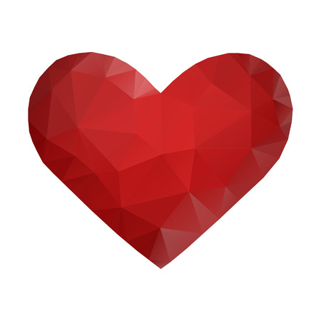 Beautiful heart of red triangular polygons  Vector illustration のイラスト素材
