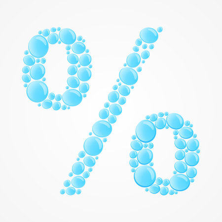 Percent sign. Water Drops.のイラスト素材