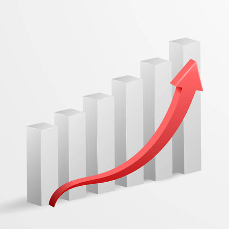 3d business growth bar graph. のイラスト素材