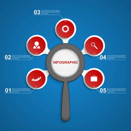 Abstract infographic with a magnifying glass  のイラスト素材