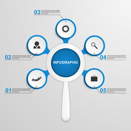 Abstract infographic with a magnifying glass.のイラスト素材
