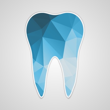 Paper polygonal blue tooth. Vector illustration.のイラスト素材