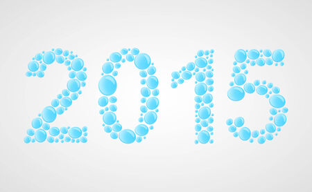 Vector 3D happy new year 2015 text design. Water drops.のイラスト素材