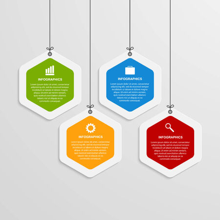 Abstract color hexagon infographics template.のイラスト素材