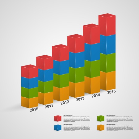 3D financial bar graph infographic or timeline. Vector illustration.のイラスト素材