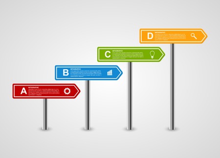 3D arrow signpost business options infographics design template. Vector illustration.のイラスト素材
