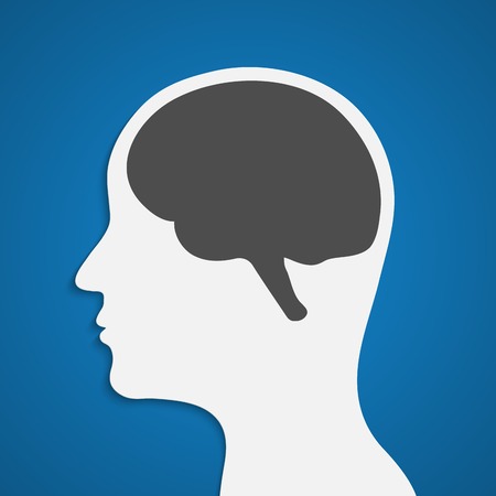 Silhouette of a human head with brain. Vector illustration.のイラスト素材