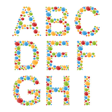 Vector Alphabets. Set letters of stylized colorful bubbles or candy.のイラスト素材