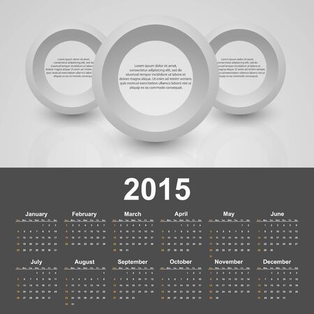 Calendar 2015 year. Vector template with business abstract background.のイラスト素材