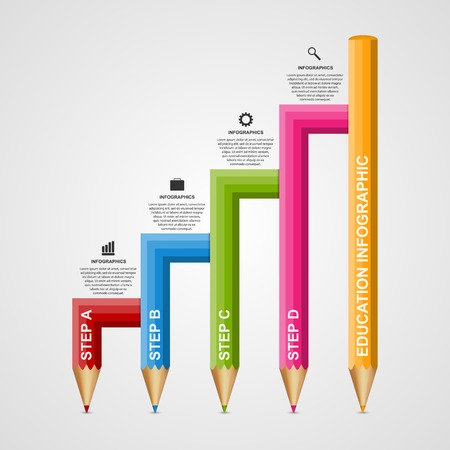 Education pencil option Infographics design template.のイラスト素材