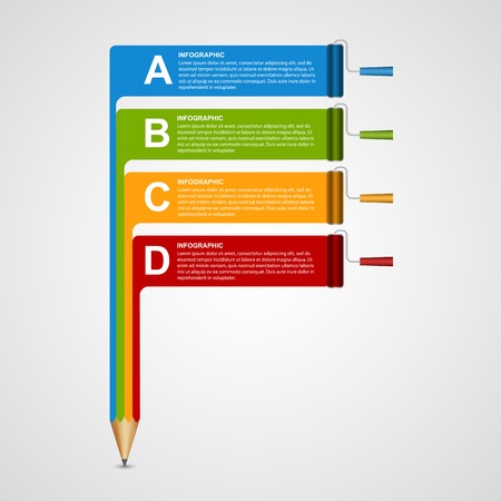 Infographics template with pencil and roller brush. Design template. Vector illustration.のイラスト素材