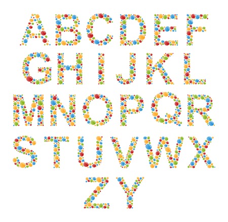 Vector Alphabets. Set letters of stylized colorful bubbles or candy.のイラスト素材
