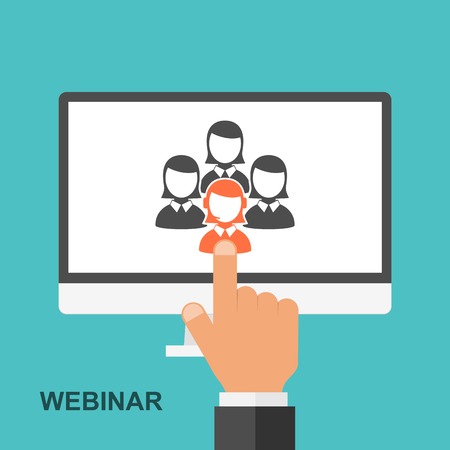 Flat design webinar concept. Online education.のイラスト素材