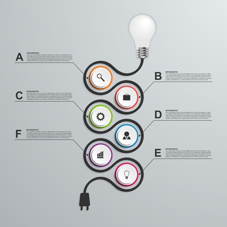 Abstract infogAbstract infographics design template. 3D light bulb raphics design template. 3D light bulbのイラスト素材