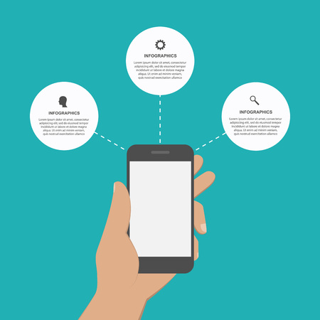 Modern design creative infographic with mobile phone. Vector illustration.のイラスト素材