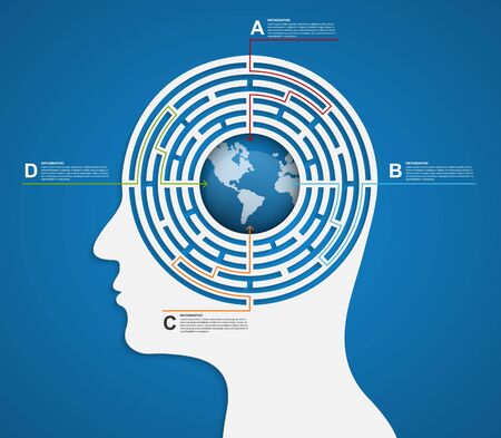 Vector infographic template business silhouette head.のイラスト素材