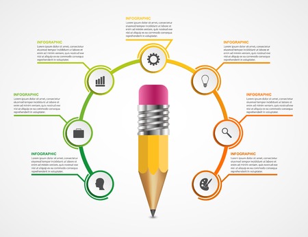 Education pencil option Infographics design template.のイラスト素材
