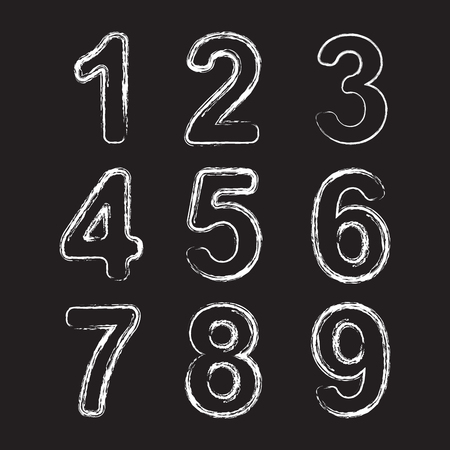 Set Chalk Hand Drawing Number.のイラスト素材