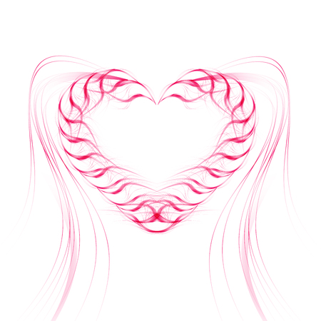 Background with heart of pink lines. Vector illustration.のイラスト素材