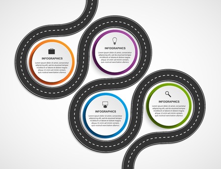 Abstract Road And Street Business Infographic Design Concept. Vector Illustration.のイラスト素材