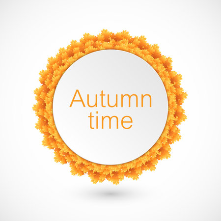 Round label with autumn leaves.のイラスト素材