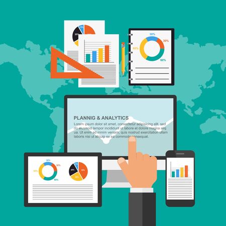 Flat design concept for business planning and analytics.のイラスト素材