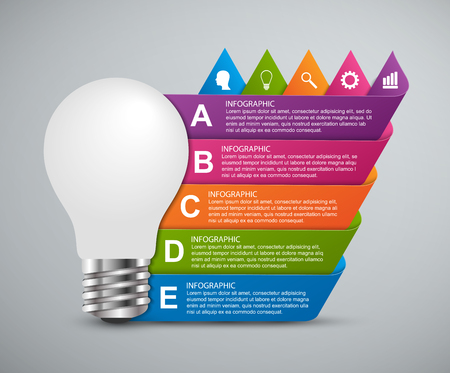 Creative 3D light bulb infographics design template.のイラスト素材