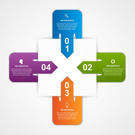 Infographics design with colored paper bookmarks. Vector illustration.のイラスト素材