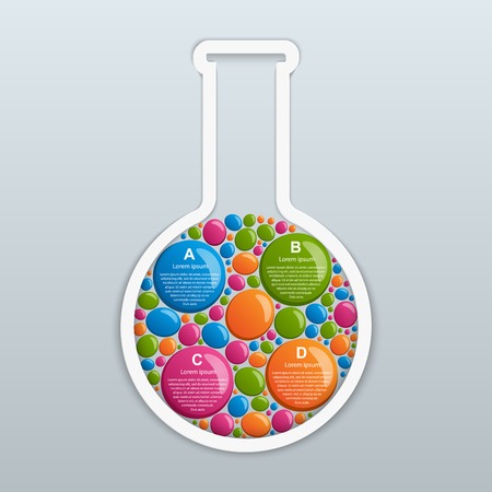 Modern infographic on science and medicine in the form of test tubes. Design elements.のイラスト素材