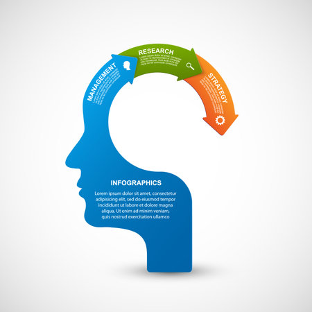 Vector infographic template business silhouette head.のイラスト素材