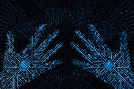 Virtual reality technology background. Vector illustration.