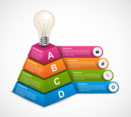 Abstract 3D pyramid options infographics template for presentations or information booklet. Vector illustration.のイラスト素材