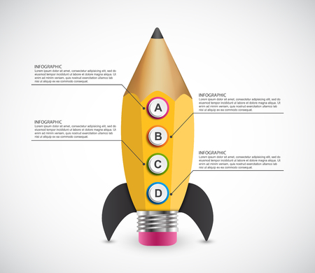 Education option Infographics design template. Rocket of a pencil for educational and business presentations and brochures.のイラスト素材